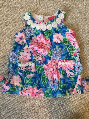 Lilly Pulitzer 6-12 month Pink Label Baby Top with Multicolor Floral Trim